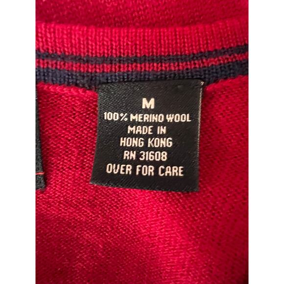 Jos A Bank Merino Wool Sweater Vest Preppy Red V Neck Classic Fit Size M - Picture 8 of 10